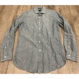 J.Crew Ludlow Mens Blue Chambray Cotton Button Up Shirt Small Long Sleeve 02685